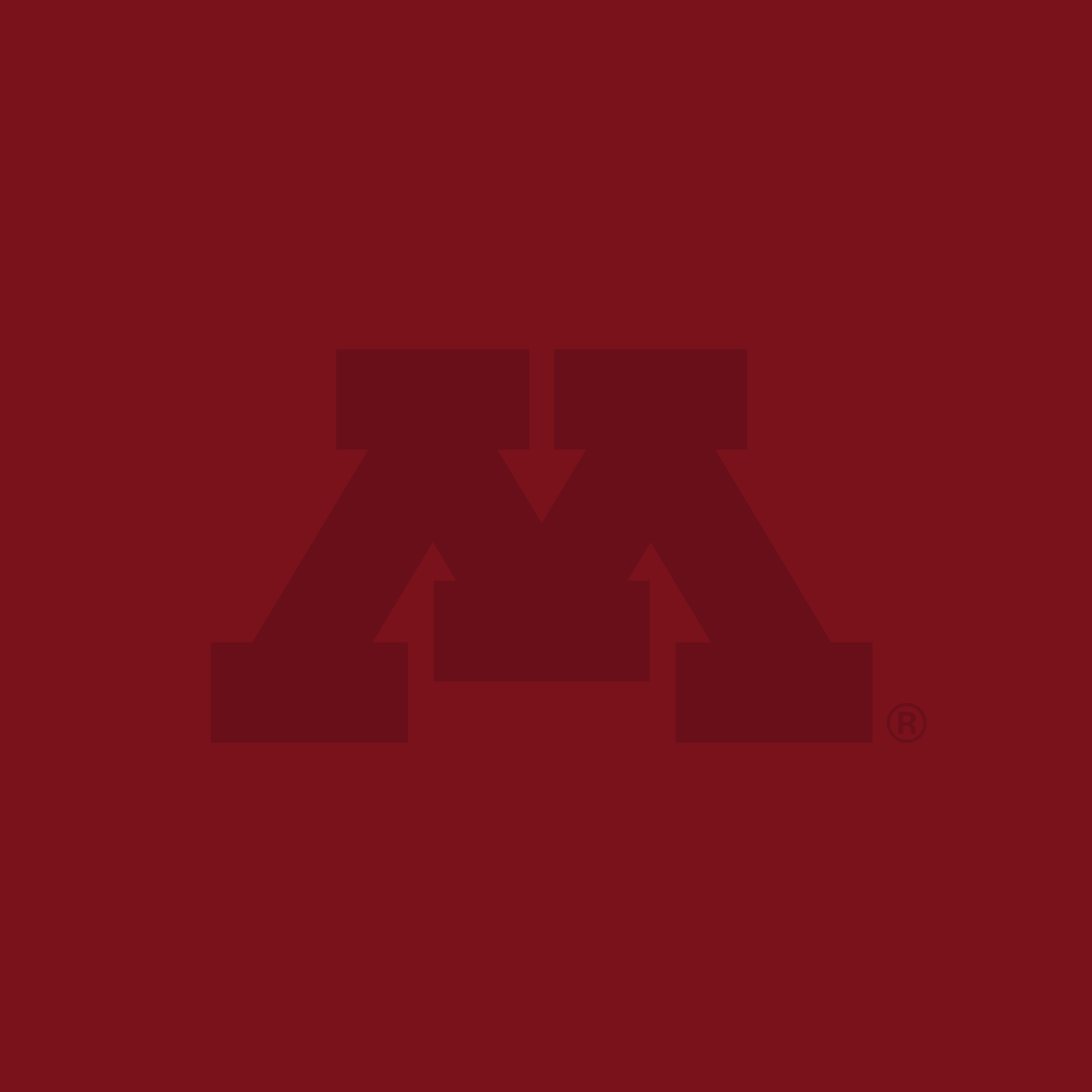 Maroon square with a slightly darker M logo in the middle